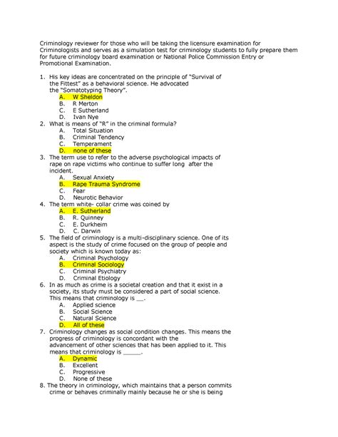 criminology entrance exam reviewer pdf